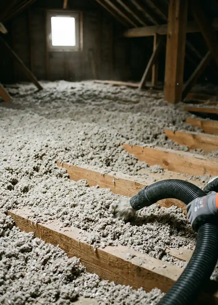 Isolation des combles par soufflage - Teggy Couverture