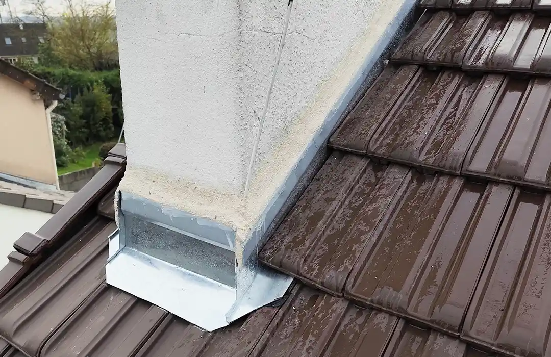 Solin en zinc fini autour de la souche - Teggy Couverture
